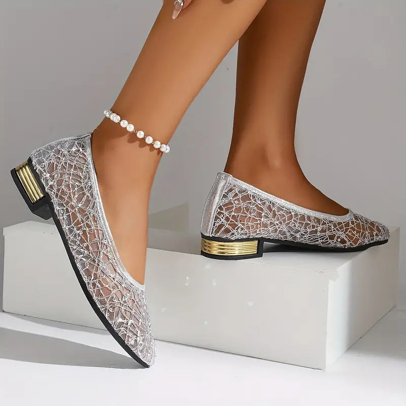 SheerLuxe Embroidered Flats