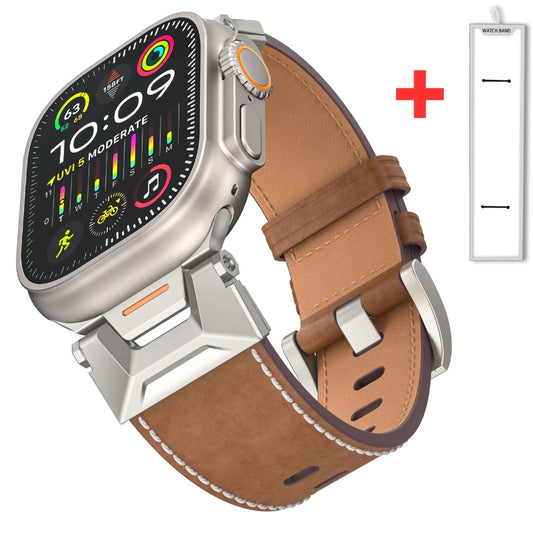 Titanium Genuine Leather Apple Watch Band
