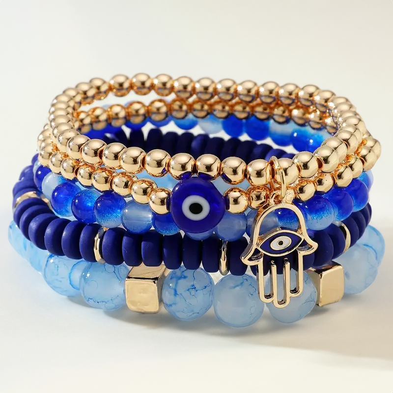 Pearl Mystique Evil Eye Bracelet Set