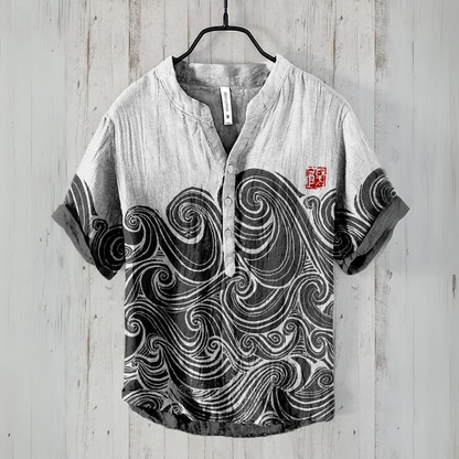 Japanese Street Art Henley Shirt