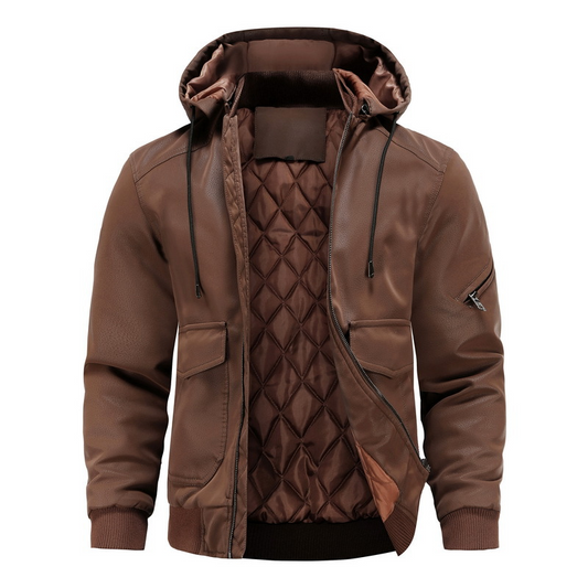 Washington Leather Hooded Jacket