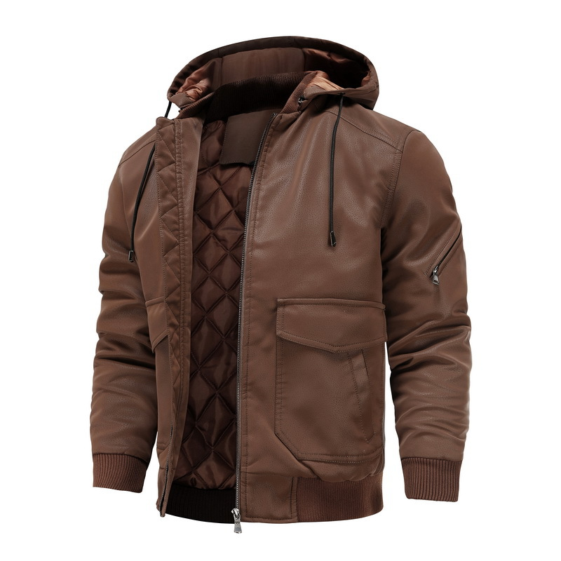 Washington Leather Hooded Jacket