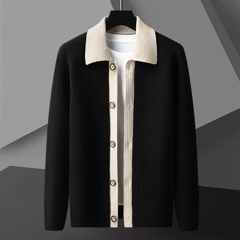 Varsity Contrast Collar Cardigan