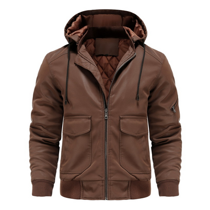 Washington Leather Hooded Jacket