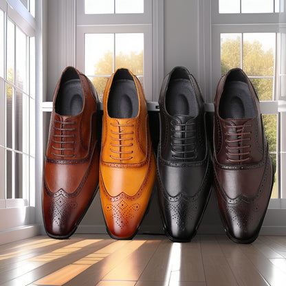 Oxford Leather Brogue Dress Shoes