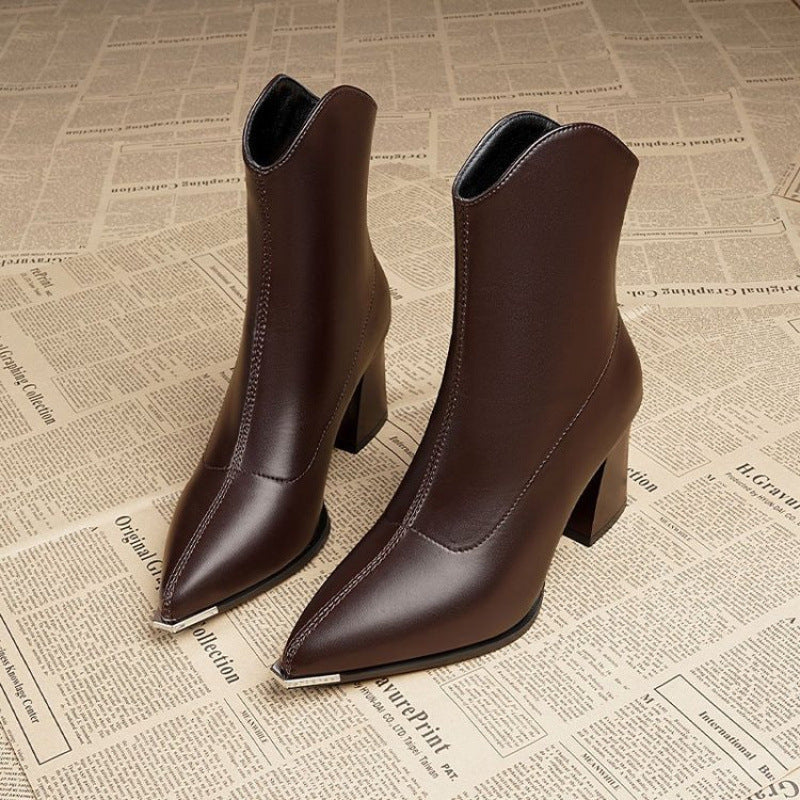 Victoria Chrome Tip Leather Boots