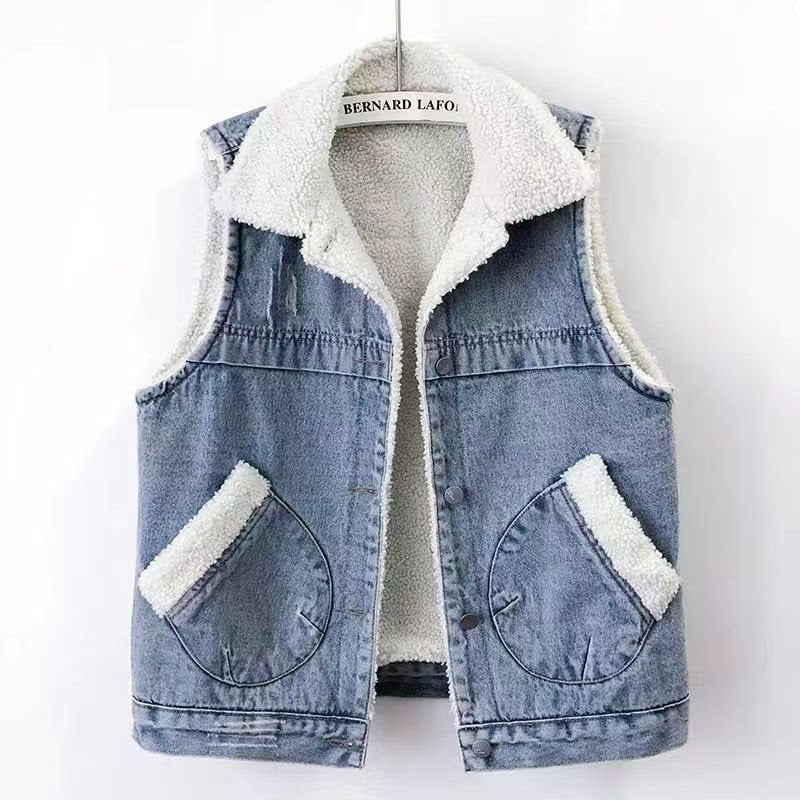 Everly Denim Sherpa Vest