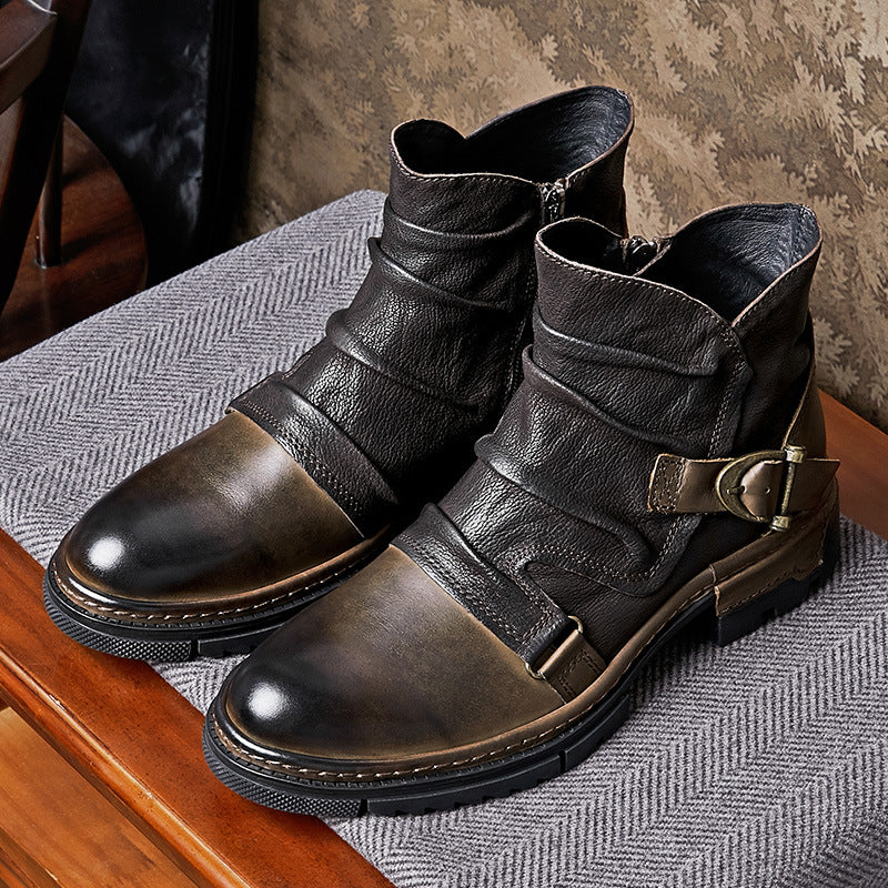 Toretto Leather Biker Boots