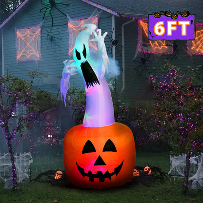 Spooky Inflatable Ghost Pumpkin