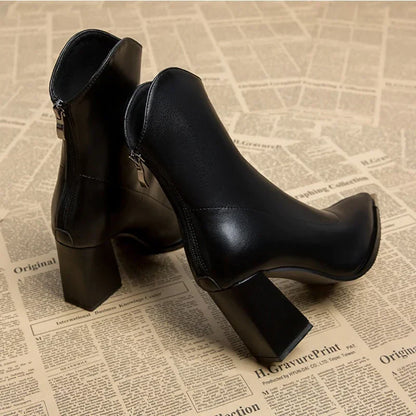 Victoria Chrome Tip Leather Boots