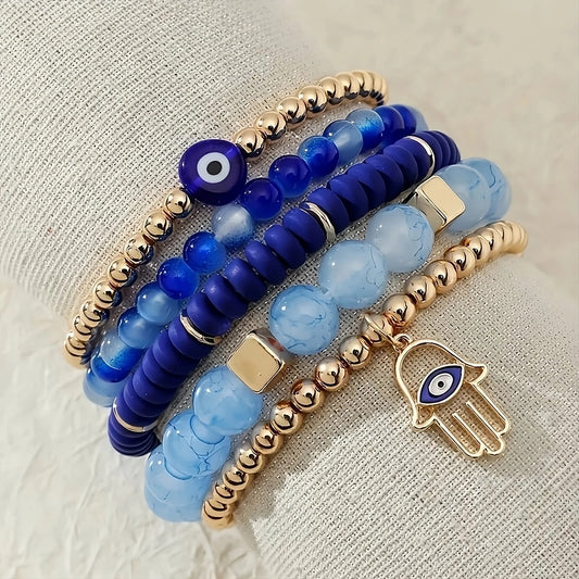 Pearl Mystique Evil Eye Bracelet Set